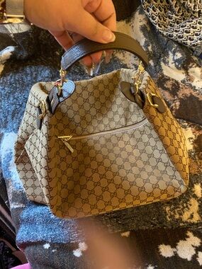Gucci Beige/Brown Monogram Top-Handle Satchel